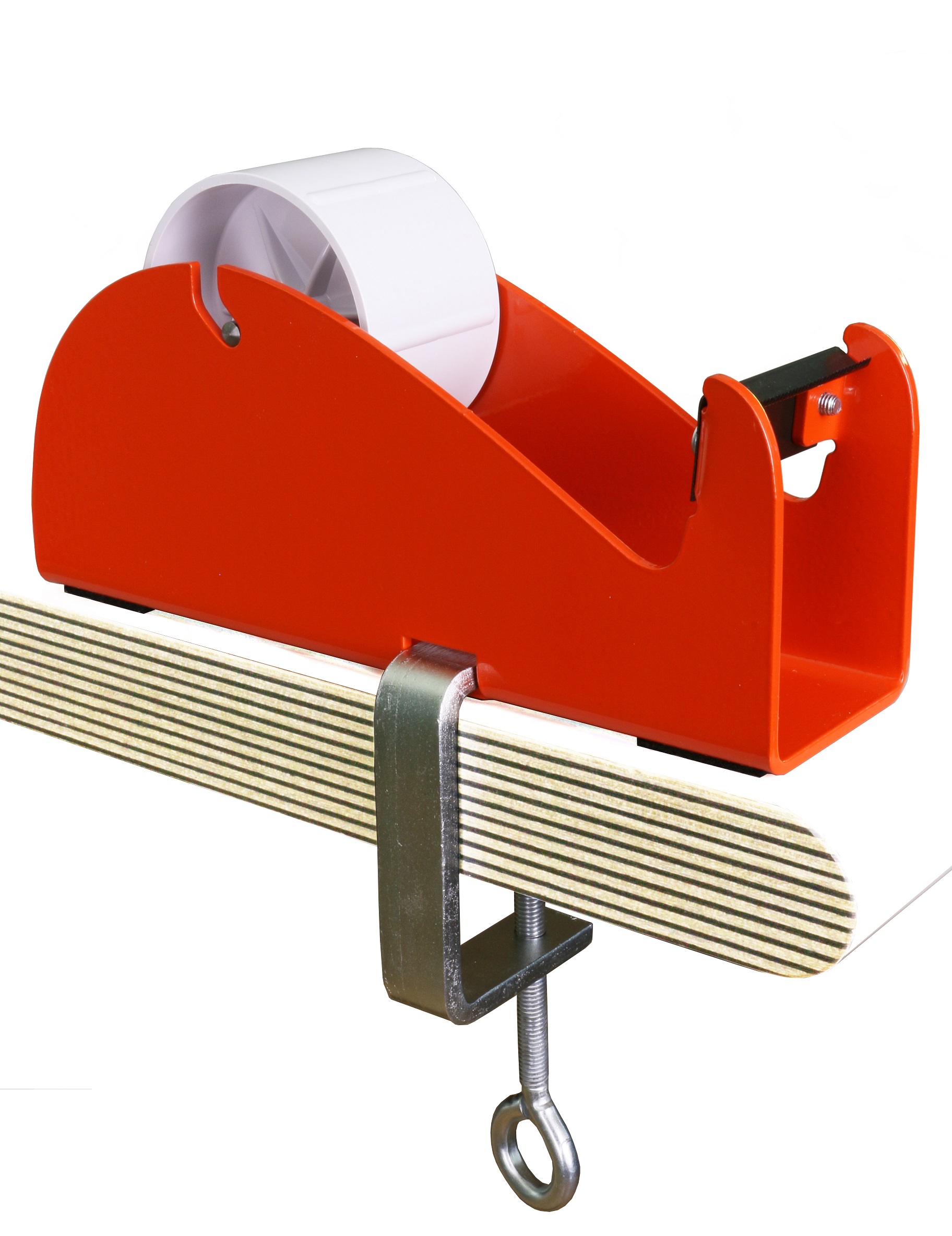 Klebeband-Tischabroller Rot, mit Klemme, für 1-2 Rollen, 2 x 25mm Bandbreite, 145mm Außendurchmesser