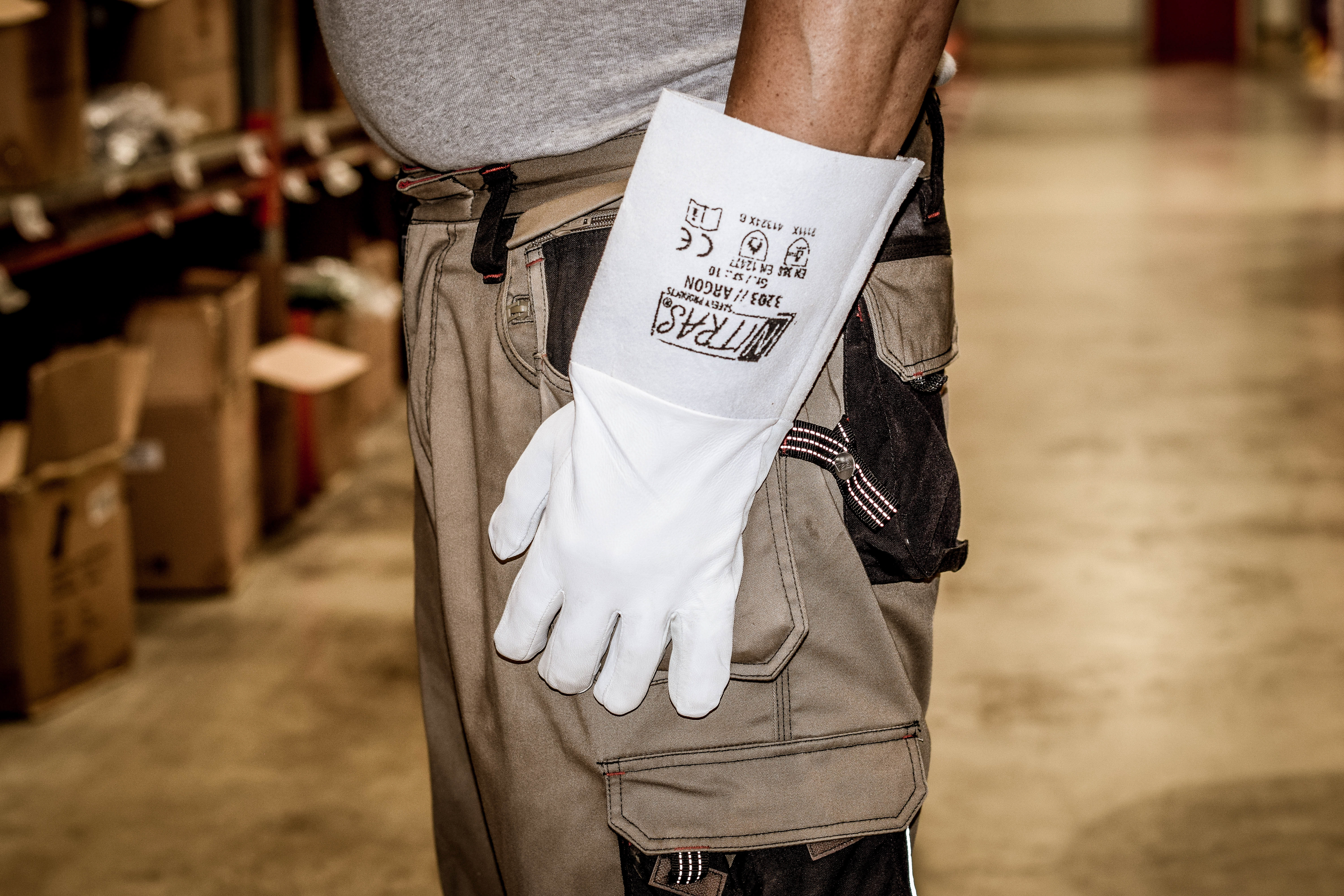 NITRAS ARGON, Schweißerhandschuhe, grau / grau, EN 388, EN 12477